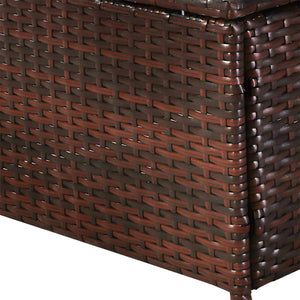 Rattan Sofa Set and Coffee Table - Brown