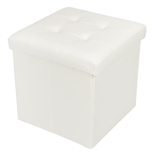 White Footstool - PU Leather